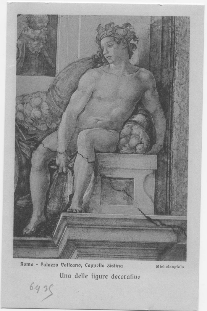 Una delle figure decorative (Michelangiolo Buonarroti) - (Roma - Palazzo Vaticano - Cappella Sistina)