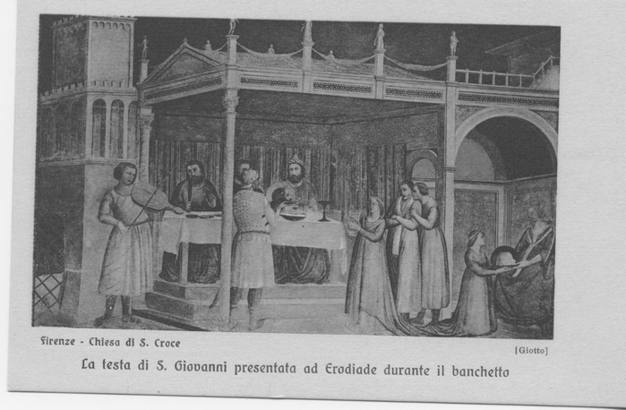 La testa di S. Giovanni presentata ad Erodiade durante i banchetto (Giotto) (Firenze - Chiesa di S. Croce)