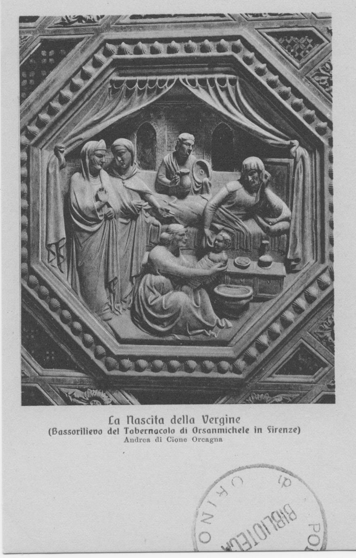 La nascita della Vergine (Andrea di Cione Orcagna) - (Firenze - Bassorilievo del tabernacolo nella chiesa di Orsanmichele)