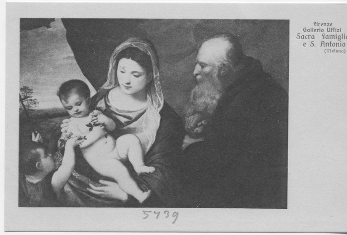 Sacra Famiglia e S. Antonio (Tiziano) - (Firenze - Galleria Uffizi)