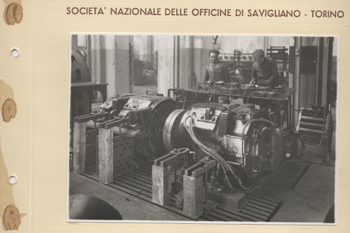 Elemento sottoposto a prova in fase di montaggio (banco prove dell'azienda nella sala di collaudo)