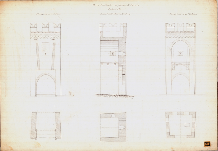 Brayda B.R., Perosa Canavese, torre d'ingresso