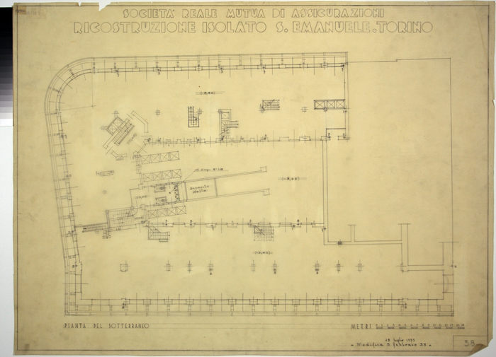 RICOSTRUZIONE DELL'ISOLATO DI S. EMANUELE - PROGETTO A , pianta del sotterraneo