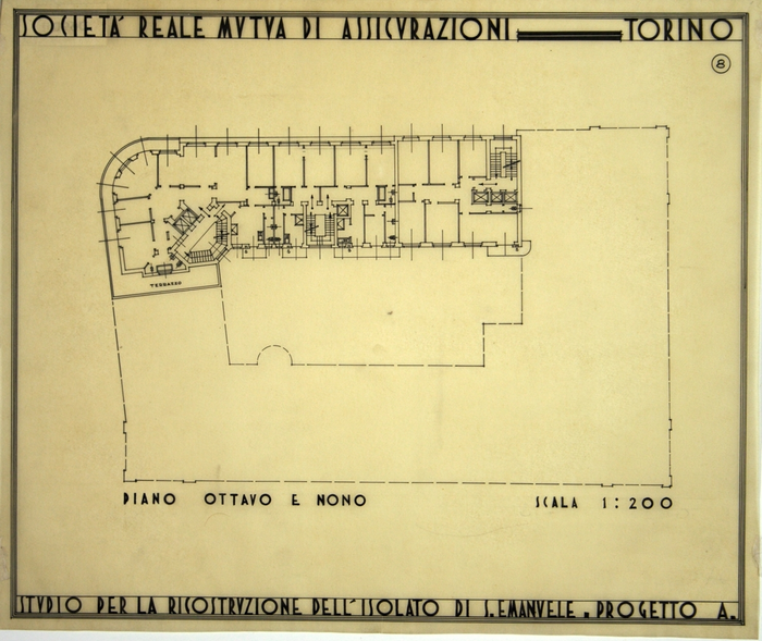 RICOSTRUZIONE DELL'ISOLATO DI S. EMANUELE - PROGETTO A , piano ottavo e nono