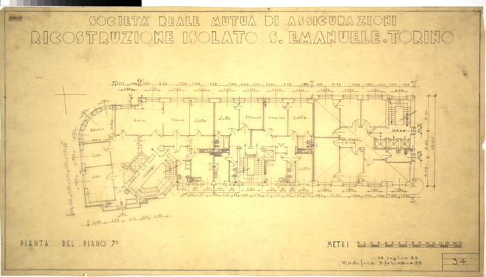 RICOSTRUZIONE DELL'ISOLATO DI S. EMANUELE - PROGETTO A , pianta del settimo piano