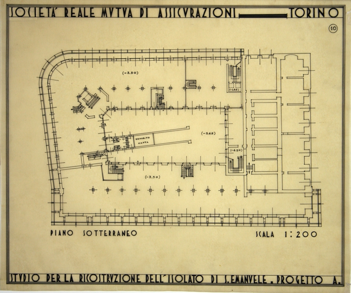 RICOSTRUZIONE DELL'ISOLATO DI S. EMANUELE - PROGETTO A , piano sotterraneo