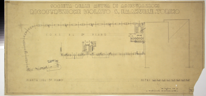 RICOSTRUZIONE DELL'ISOLATO DI S. EMANUELE - PROGETTO A , pianta del quinto piano