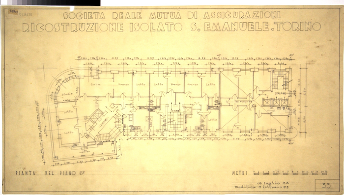 RICOSTRUZIONE DELL'ISOLATO DI S. EMANUELE - PROGETTO A , pianta del sesto piano