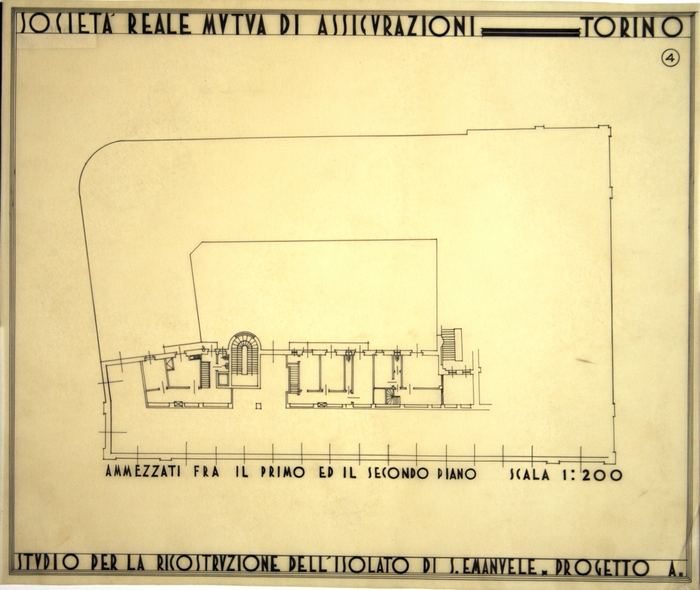 RICOSTRUZIONE DELL'ISOLATO DI S. EMANUELE - PROGETTO A , ammezzati fra il primo ed il secondo piano