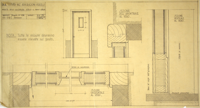 I.N.A. Istituto Naz. Assicurazioni Vercelli/Progetto n. 138, Porte degli ascensoi verso il vano scala