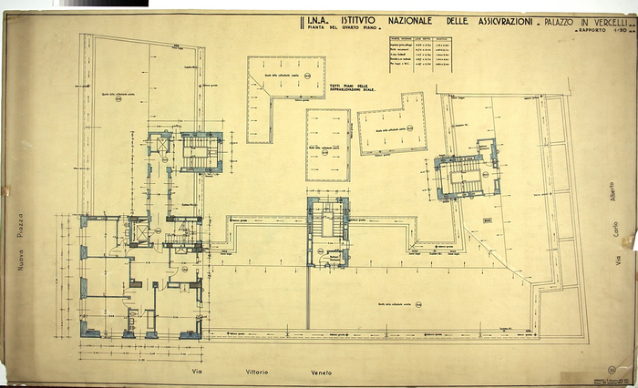 I.N.A. Istituto Nazionale Assicurazioni/nuova costruzione per abitazione a Vercelli, Pianta del Quarto Piano