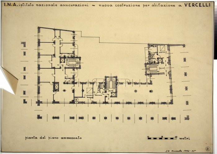 I.N.A. Istituto Nazionale Assicurazioni/nuova costruzione per abitazione a Vercelli, Pianta del Piano Ammezzato