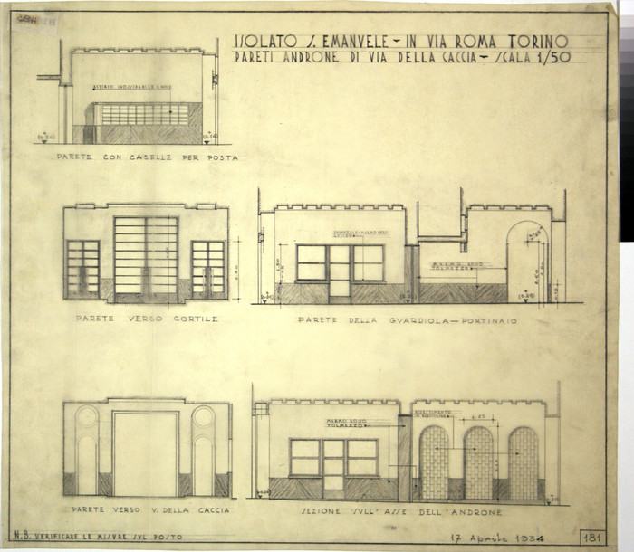 RECUPERO ISOLATO S. EMANUELE- PROGETTO A , pareti androne Via Caccia