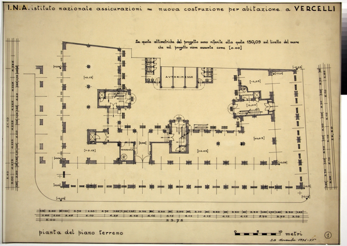 I.N.A. Istituto Nazionale Assicurazioni/nuova costruzione per abitazione a Vercelli, Pianta del Piano Terreno