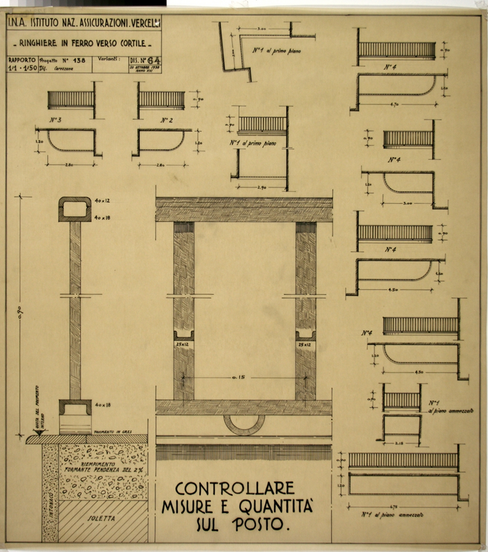 I.N.A. Istituto Naz. Assicurazioni Vercelli/Progetto n. 138, Ringhiere in ferro verso cortile