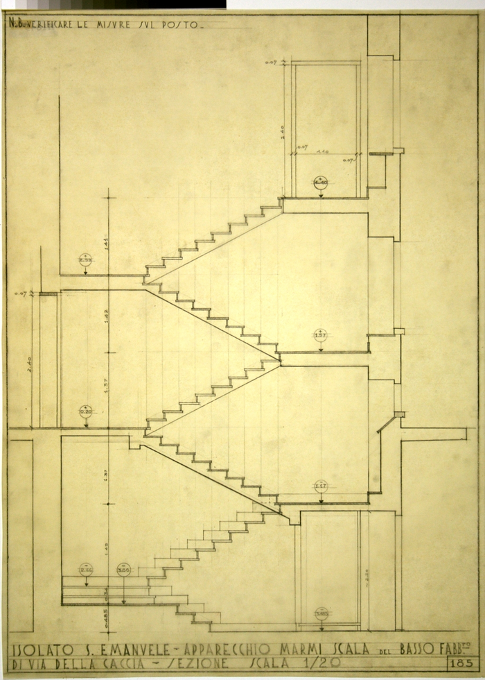 RECUPERO ISOLATO S. EMANUELE - PROGETTO A , scala Via della Caccia, marmi