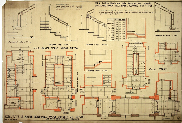 I.N.A.Istituto Nazionale delle Assicurazioni -Vercelli, Apparecchio Marmi delle Scale