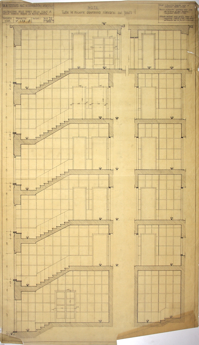 I.N.A. Istituto Naz. Assicurazioni Vercelli/Progetto n. 138, Decorazione delle pareti della scala A della manica verso la nuova piazza