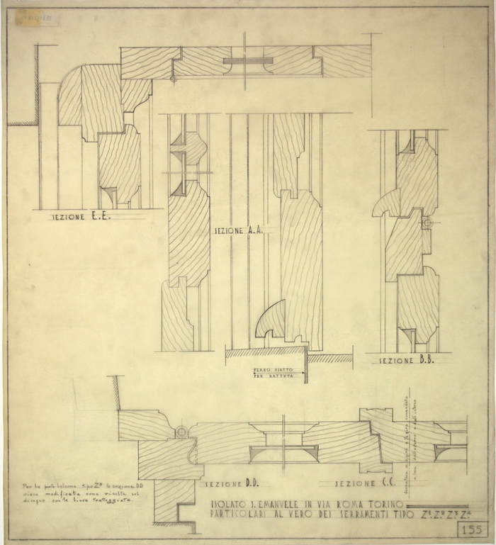 RICOSTRUZIONE DELL'ISOLATO DI S. EMANUELE - PROGETTO A , particolari al vero dei serramenti