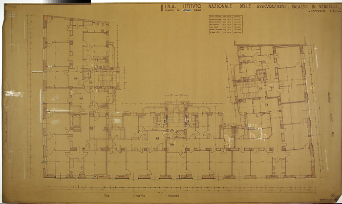 I.N.A. Istituto Nazionale Assicurazioni/nuova costruzione per abitazione a Vercelli, Pianta del Secondo Piano