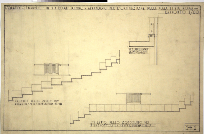 RICOSTRUZIONE DELL'ISOLATO DI S. EMANUELE - PROGETTO A , scala di Via Roma, studio dello zoccolino