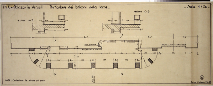 I.N.A. Palazzo in Vercelli, Particolare dei Balconi della Torre