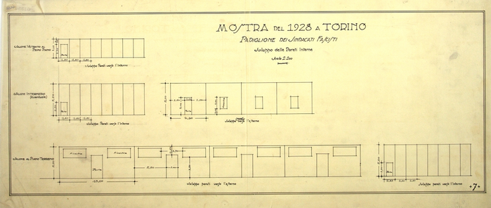 MOSTRA DEL 1928 A TORINO/PADIGLIONE DEI SINDACATI FASCISTI, Sviluppo delle pareti interne