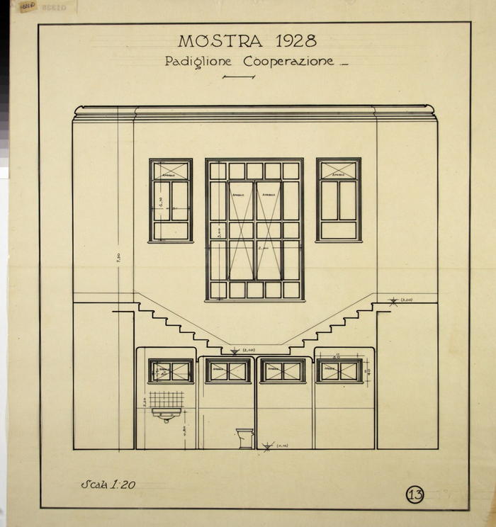 MOSTRA 1928/PADIGLIONE COOPERAZIONE, Particolare su scala e bagni