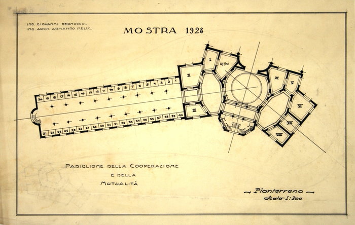 MOSTRA 1928, Padiglione della Cooperazione e della Mutualità, Pianta del Pianterreno