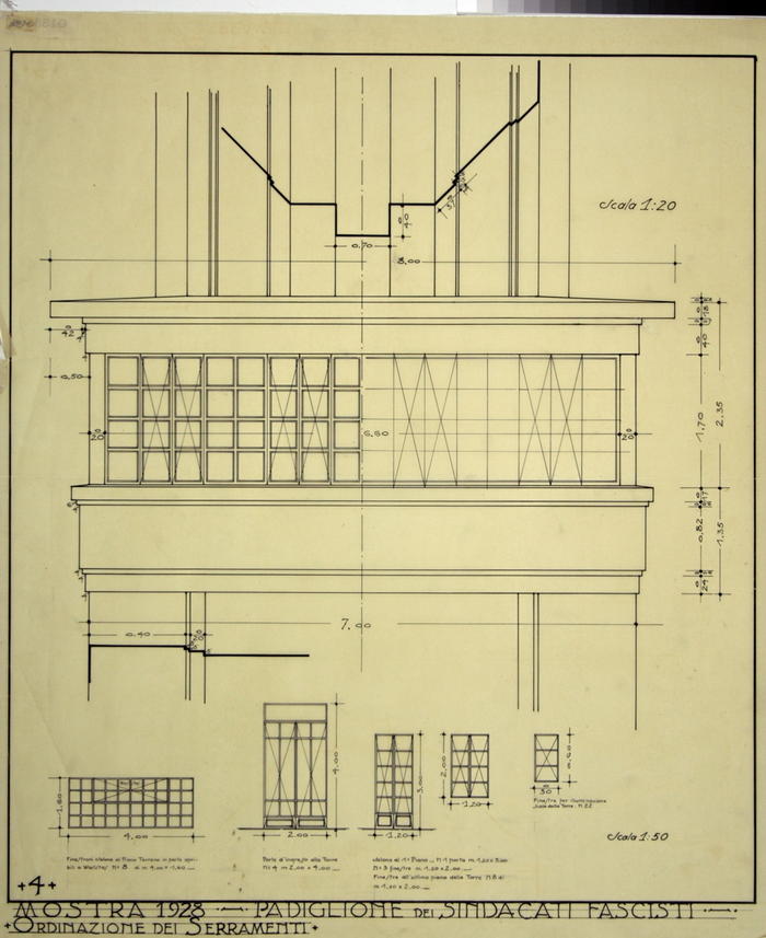 MOSTRA 1928 - PADIGLIONE DEI SINDACATI FASCISTI -/ORDINAZIONE DEI SERRAMENTI