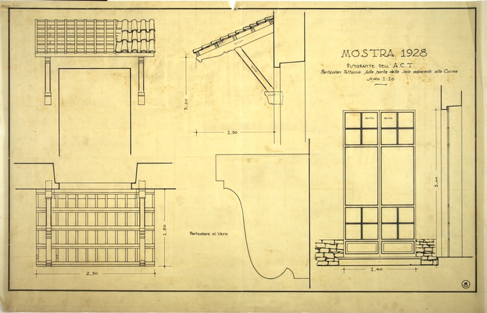 MOSTRA 1928/RISTORANTE DELL'A.C.T./Particolari tettuccio sulla porte della sale adiacente alla cucina