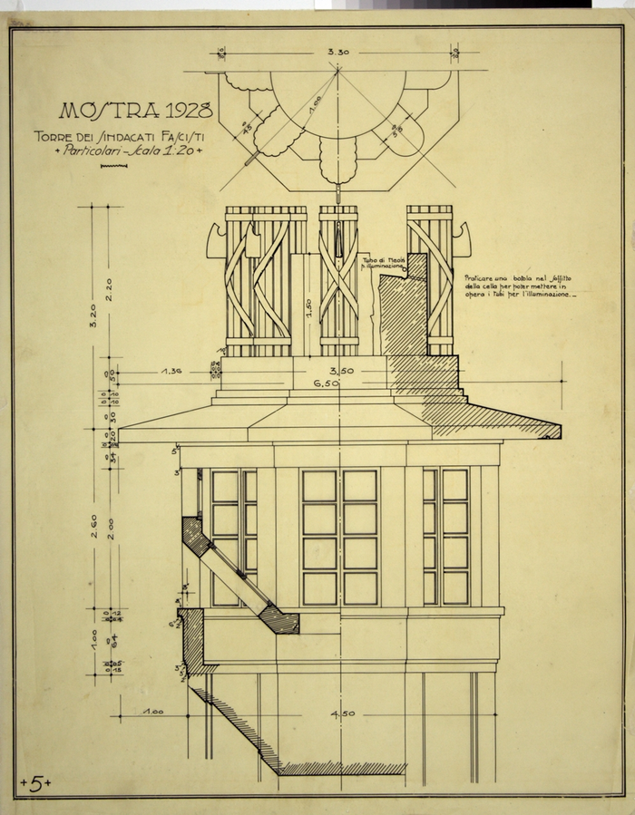 MOSTRA 1928/TORRE DEI SINDACATI FASCISTI, Particolari