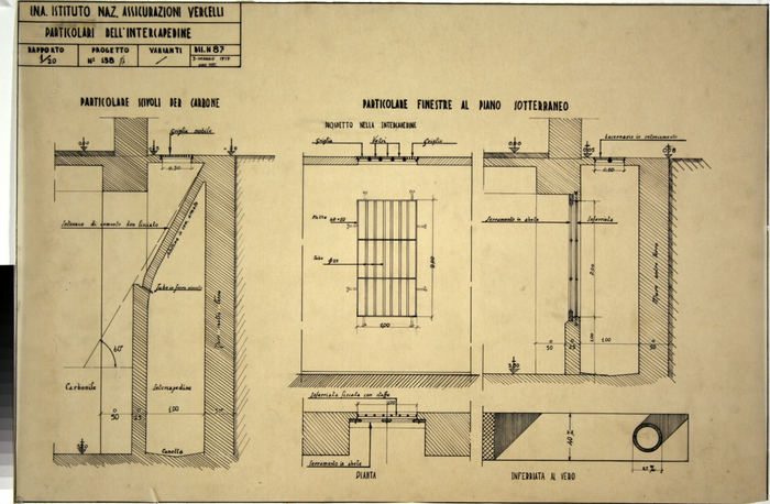 I.N.A. Istituto Naz. Assicurazioni Vercelli/Progetto n. 138, Particolari dell'intercapedine