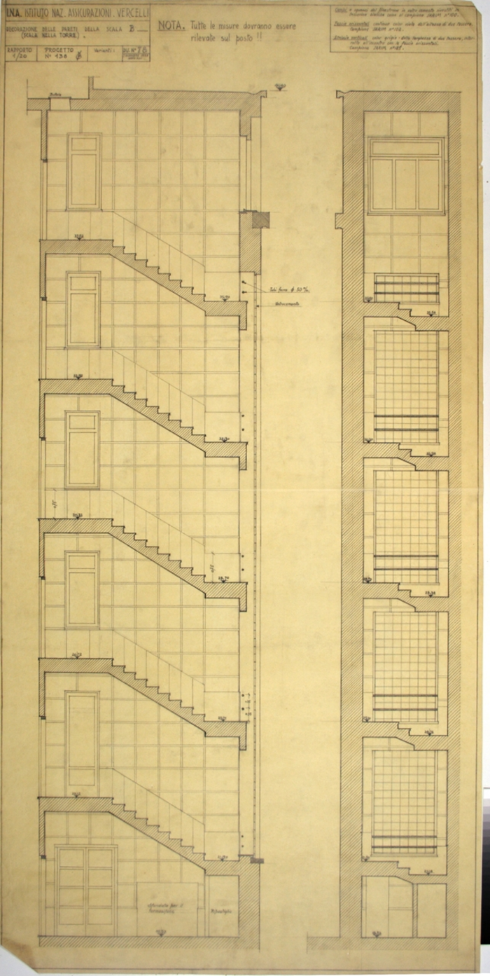 I.N.A. Istituto Naz. Assicurazioni Vercelli/Progetto n. 138, Decorazione delle pareti della scala B (scala nella torre)