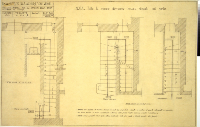 I.N.A. Istituto Naz. Assicurazioni Vercelli/Progetto n. 138, Scaletta interna per gli impiegati della Banca Nazionale del Lavoro