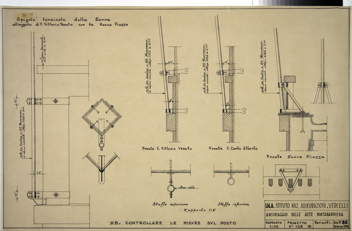 I.N.A. Istituto Naz. Assicurazioni Vercelli/Progetto n. 138, Ancoraggio delle aste portabandiera