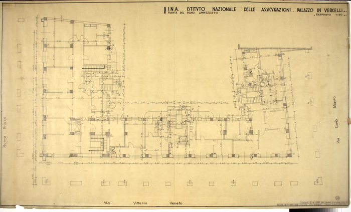 I.N.A. Istituto Nazionale Assicurazioni/nuova costruzione per abitazione a Vercelli, Pianta del piano ammezzato