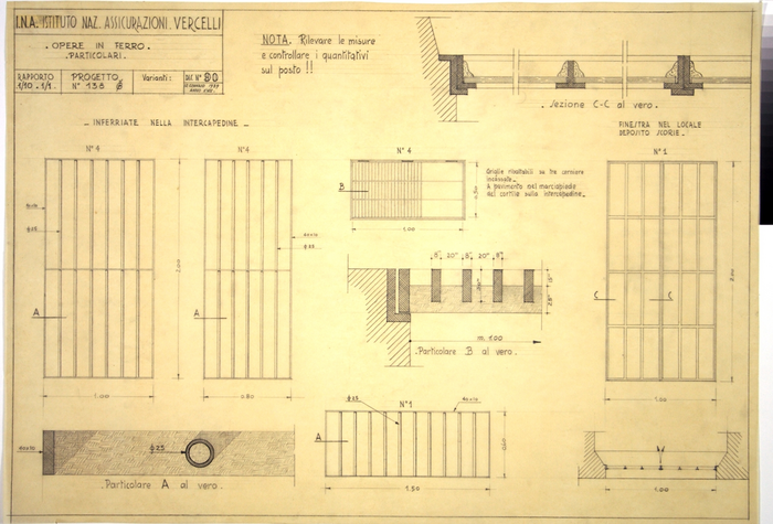 I.N.A. Istituto Naz. Assicurazioni Vercelli/Progetto n. 138, Opere in ferro, particolari