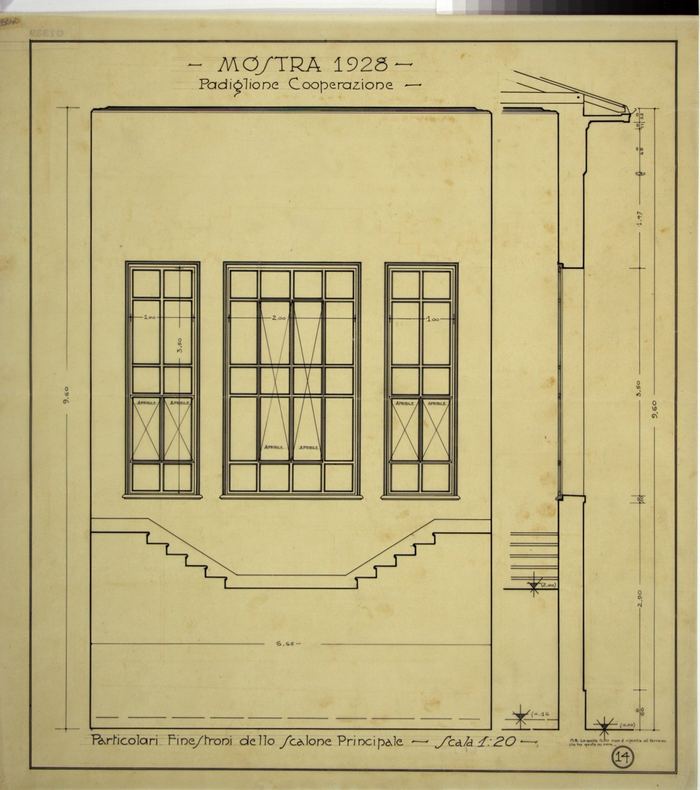 MOSTRA 1928/PADIGLIONE COOPERAZIONE, Particolare finestroni sullo scalone principale