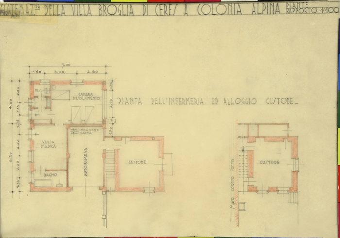 SISTEMAZIONE DELLA VILLA BROGLIA DI CERES A COLONIA ALPINA, Pianta dell' infermeria e dell'alloggio custode