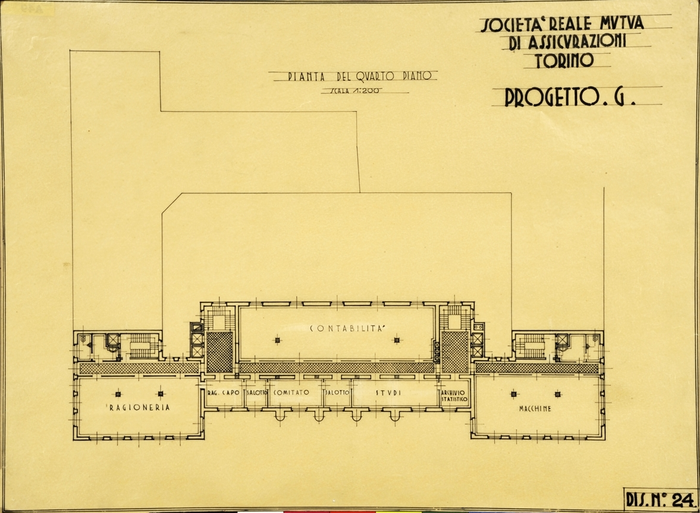 SOCIETA' REALE MUTUA/DI ASSICURAZIONI/TORINO/PROGETTO G, Pianta del Quarto Piano