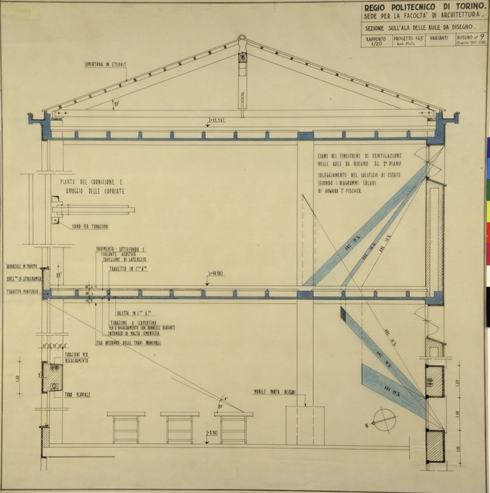 Regio Politecnico di Torino/Sede per la facoltà di Architettura, Sezione sull'ala delle aule da disegno