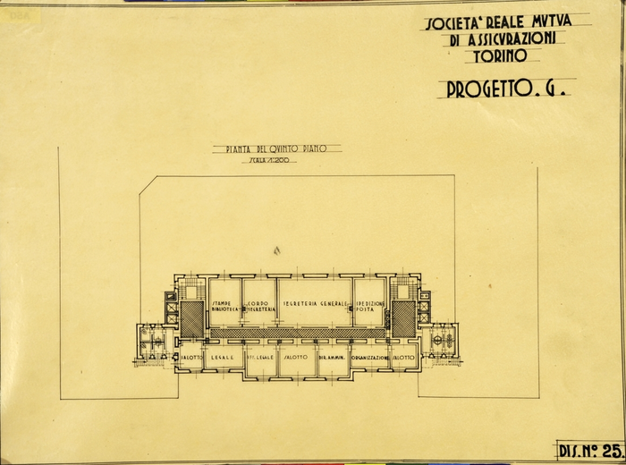 SOCIETA' REALE MUTUA/DI ASSICURAZIONI/TORINO/PROGETTO G, Pianta del Quinto Piano