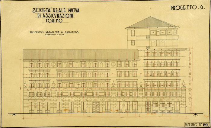 SOCIETA' REALE MUTUA/DI ASSICURAZIONI/TORINO/PROGETTO G, Prospetto verso Via S.Agostino