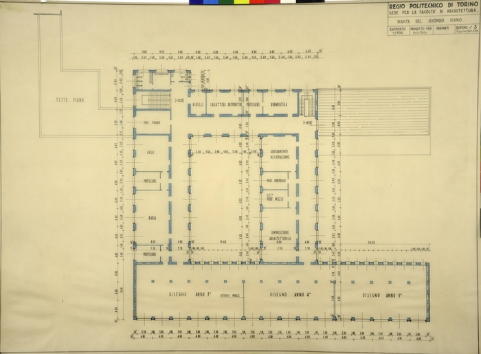 Regio Politecnico di Torino/Sede per la facoltà di Architettura, Pianta del Secondo Piano