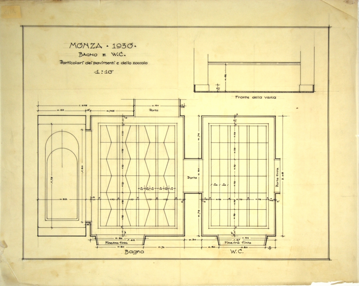 MONZA 1930/BAGNO E W.C./PARTICOLARI DEI PAVIMENTI E DELLO ZOCCOLO