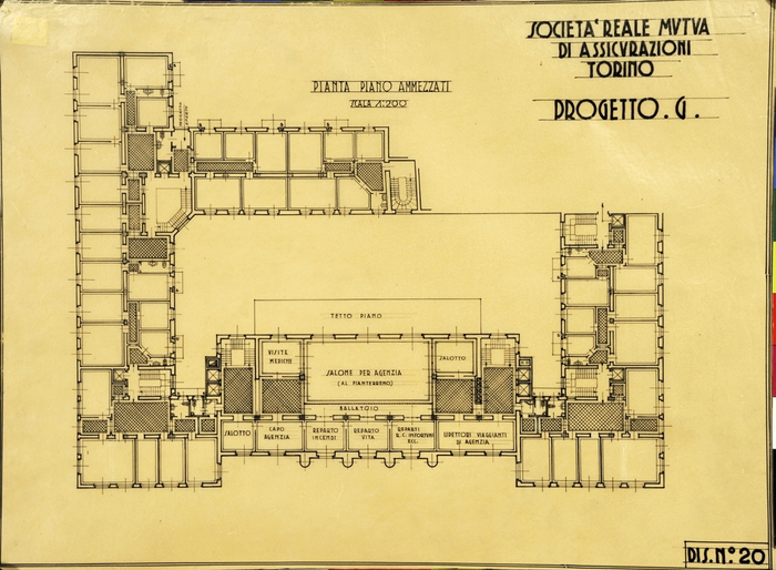 SOCIETA' REALE MUTUA/DI ASSICURAZIONI/TORINO/PROGETTO G, Pianta Piano Ammezzati