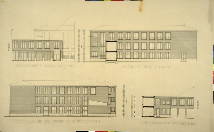 Regio Politecnico di Torino/Sede per la facoltà di Architettura, Ala per aule scolastiche, Fronte a Levante e Fronte a Ponente