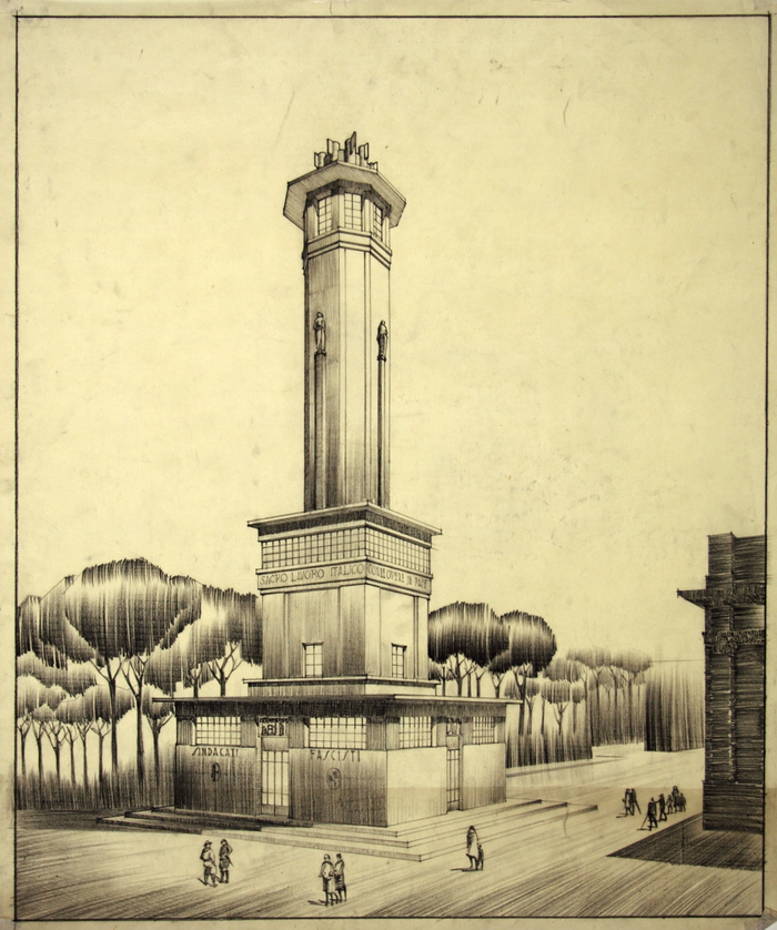 MOSTRA DEL 1928 A TORINO PADIGLIONE DEI SINDACATI FASCISTI, Vista