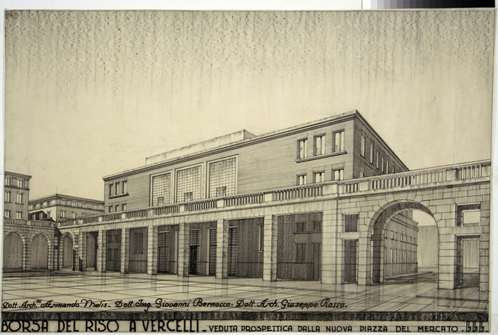 Borsa del riso a Vercelli, Veduta prospettica dalla nuova piazza